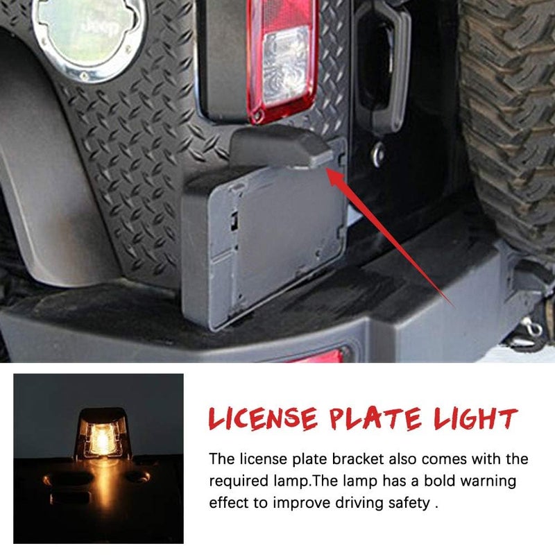 Apeixoto Black Rear License Plate Holder with Lamp for 2007-2016 Wrangler JK License Plate Tag Frames Brackets Accessories - Image 3